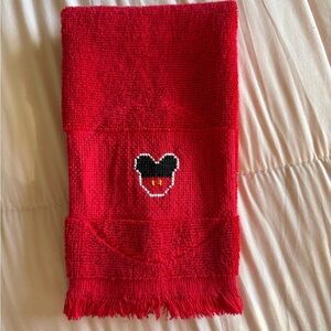 Red Hand Towel with Mickey Mouse Embroidery